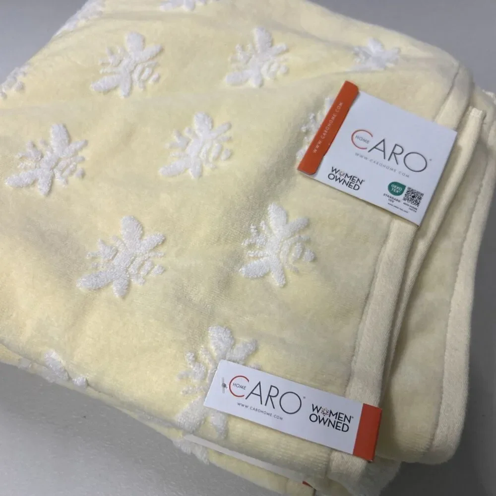 Caro Home 100% Cotton Bath Towel 2Pc Yellow White Bumble Bee